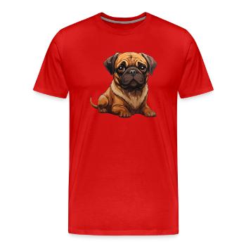 Portrait de carlin - T-shirt bio Premium Homme - rouge - Devant - Damien (186cm)