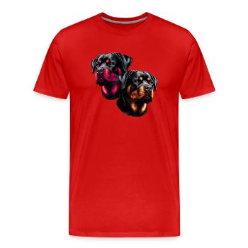 Rottweiler, chiens, tête de chien, chien de garde, chien de pedigree, - T-shirt bio Premium Homme - rouge - Devant - Damien (186cm)