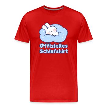 Offizielles Schlafshirt mit schlafendem Hasen - Männer Premium Bio T-Shirt - Rot - Vorne - Damien (186cm)