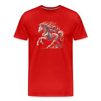 Cheval artwork - T-shirt bio Premium Homme - rouge - Devant - Damien (186cm)