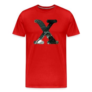 Lettre x marbré vert - T-shirt bio Premium Homme - rouge - Devant - Damien (186cm)