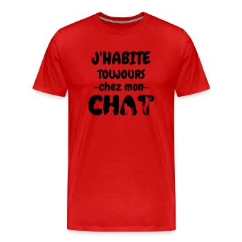 J habite toujours chez mon chat 2 - T-shirt bio Premium Homme - rouge - Devant - Damien (186cm)