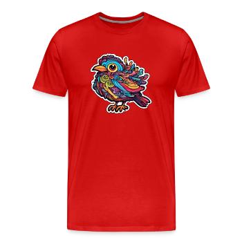 Artful Bird Colorful Crazy Parrot - Men's Premium Organic T-Shirt - red - Front - Damien (186cm)