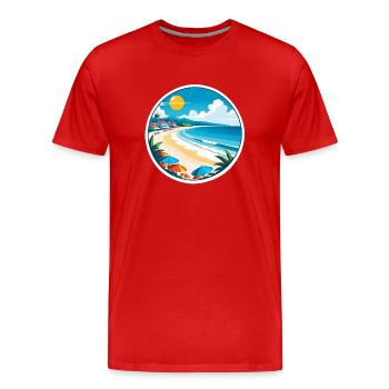 Strandurlaub Sonne Meer - Männer Premium Bio T-Shirt - Rot - Vorne - Damien (186cm)