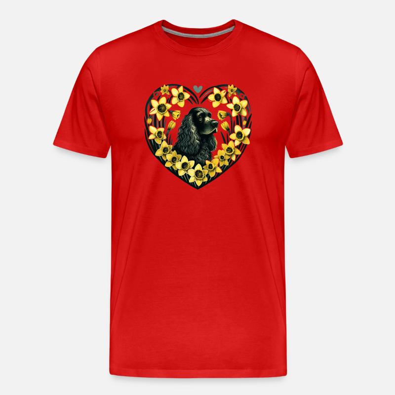 Schwarzer Cocker Spaniel - Männer Premium Bio T-Shirt - Rot