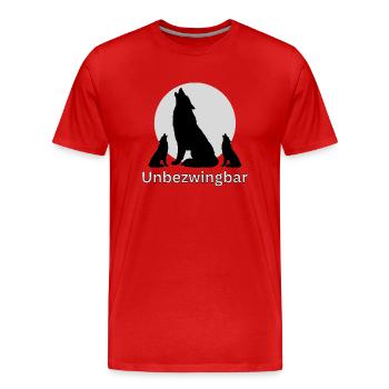 Unbezwingbare Wölfe - Spruch - ApriNoeScor - Männer Premium Bio T-Shirt - Rot - Vorne - Damien (186cm)