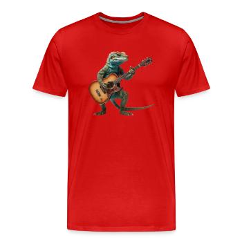 Lizard Gecko Gitarre - Männer Premium Bio T-Shirt - Rot - Vorne - Damien (186cm)