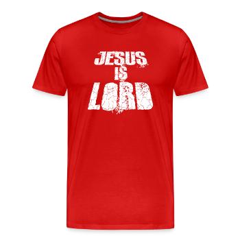 Jesus ist der Herr, glaube an das Kreuz Christi, den christlichen Glauben - Männer Premium Bio T-Shirt - Rot - Vorne - Damien (186cm)