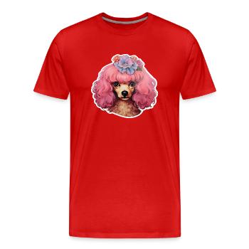 Caniche décoré - T-shirt bio Premium Homme - rouge - Devant - Damien (186cm)