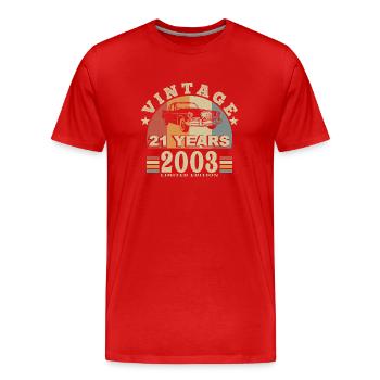 vintage 2003 né en 2003 21 ans anniversaire - T-shirt bio Premium Homme - rouge - Devant - Damien (186cm)
