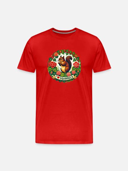 I Love squirrels - Men's Premium Organic T-Shirt - red