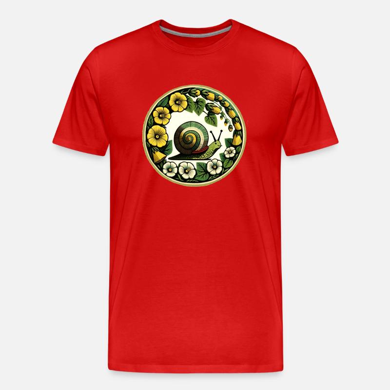 Retro-Schnecke - Männer Premium Bio T-Shirt - Rot