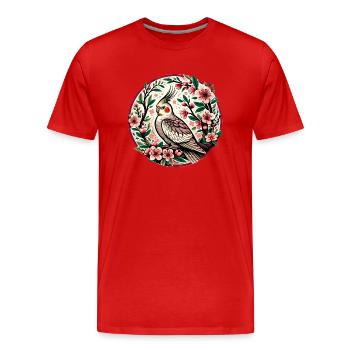 Cockatiel - Men's Premium Organic T-Shirt - red - Front - Damien (186cm)