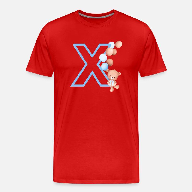 Blauer Buchstabe x Bär - Männer Premium Bio T-Shirt - Rot