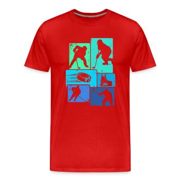 Eishockey Retro Hockey Eishockeyspieler - Männer Premium Bio T-Shirt - Rot - Vorne - Damien (186cm)