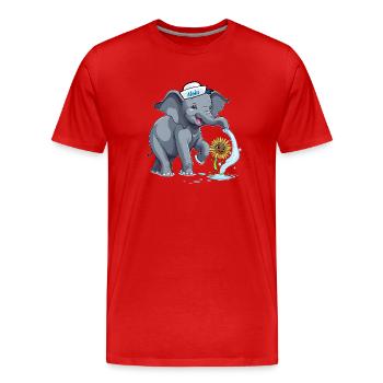 Éléphant Eléphant Maritime - T-shirt bio Premium Homme - rouge - Devant - Damien (186cm)