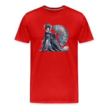 Cultural Treasures of Geisha - Men's Premium Organic T-Shirt - red - Front - Damien (186cm)