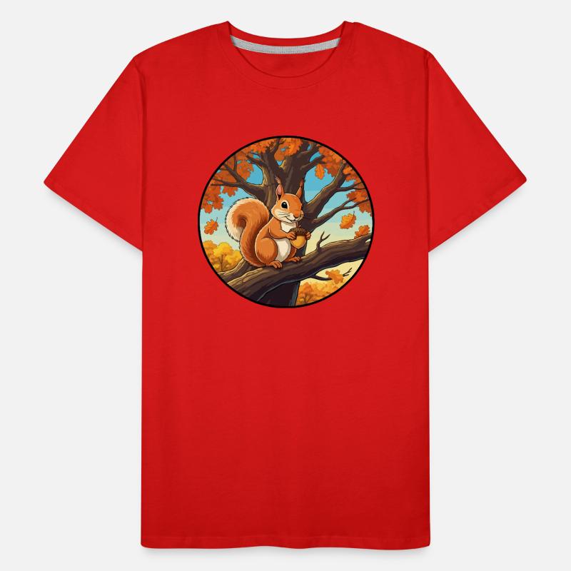 Eichhörnchen mit einer Eichel im Baum Männer Premium Bio T-Shirt