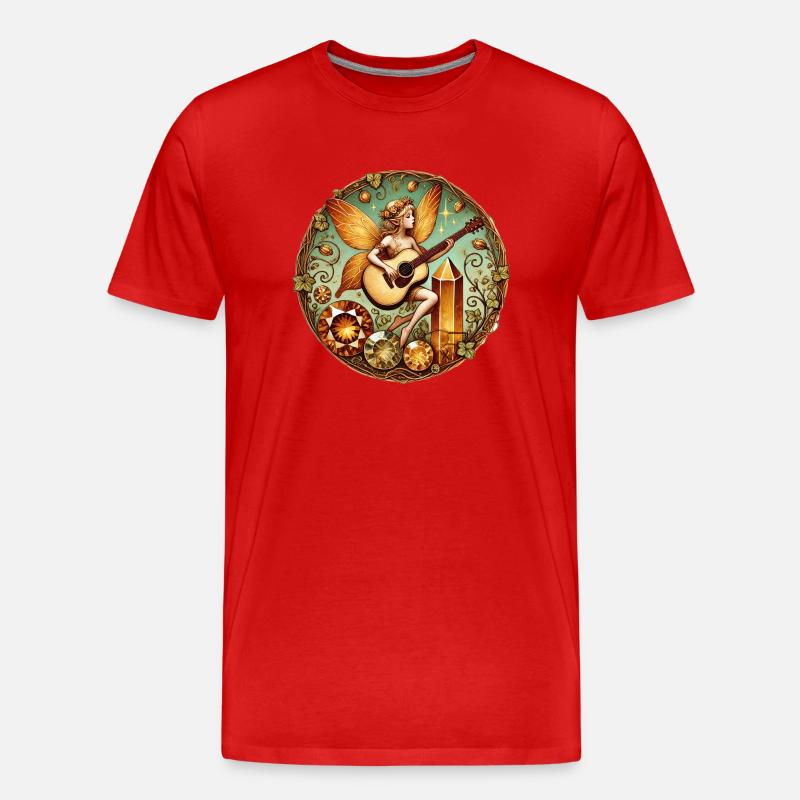 Gitarre Fee - Männer Premium Bio T-Shirt - Rot