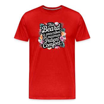 Chemise d’infirmière barbue Infirmier masculin - T-shirt bio Premium Homme - rouge - Devant - Damien (186cm)