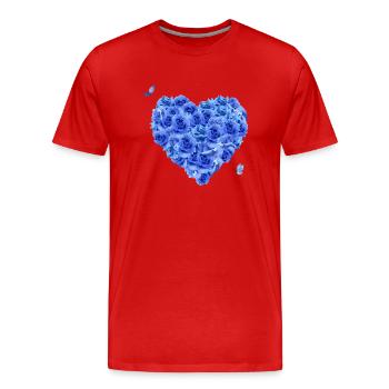 Blaues Blumenherz - Männer Premium Bio T-Shirt - Rot - Vorne - Damien (186cm)