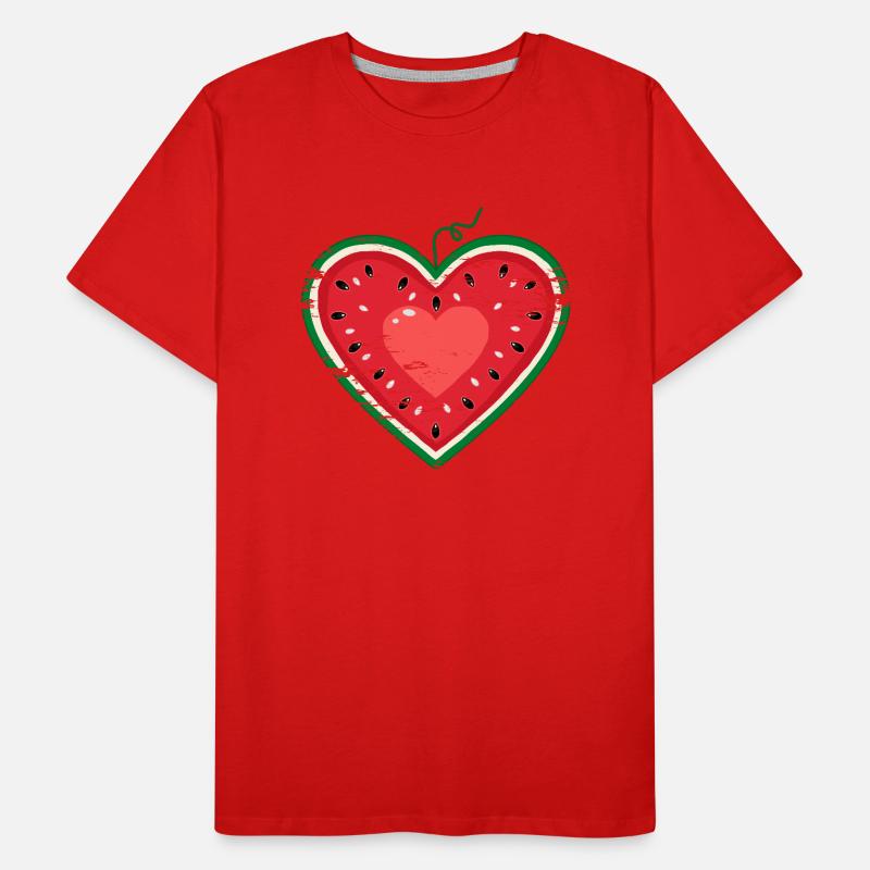 Coeur design pastèque utilisé T-shirt bio Premium Homme