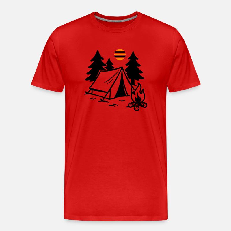 Zelt Lagerfeuer Camping - Männer Premium Bio T-Shirt - Rot