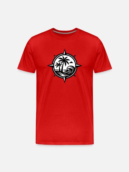 Compass Palm Trees Ocean - Men's Premium Organic T-Shirt - red