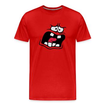 Visage de bande dessinée anxieux - T-shirt bio Premium Homme - rouge - Devant - Damien (186cm)