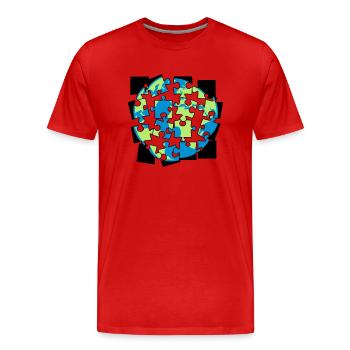Earth puzzle parts puzzle piece puzzle build spi - Men's Premium Organic T-Shirt - red - Front - Damien (186cm)