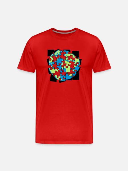 Jorden pussel delar pussel pussel bygga spi - Organic T-shirt Ekologisk premium-T-shirt herr - röd