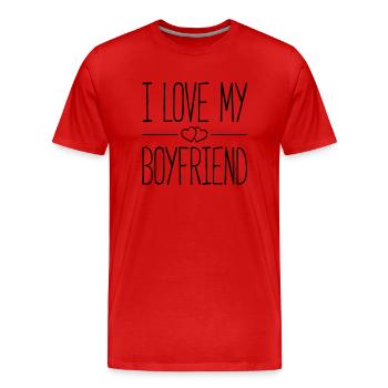 i love my boyfriend hearts - Männer Premium Bio T-Shirt - Rot - Vorne - Damien (186cm)