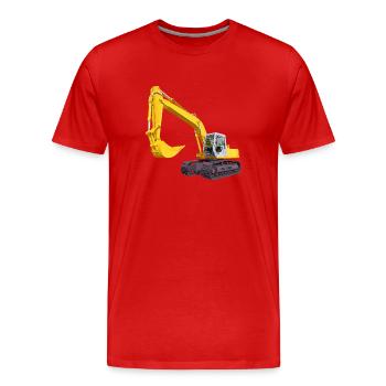 Yellow excavator, bucket excavator - Men's Premium Organic T-Shirt - red - Front - Damien (186cm)