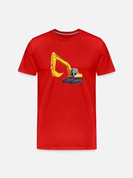 Gelber Bagger, Schaufelbagger - Männer Premium Bio T-Shirt - Rot