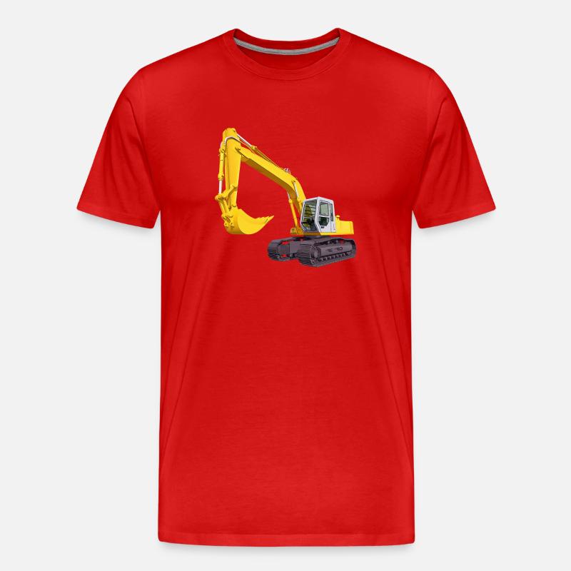 Gelber Bagger, Schaufelbagger - Männer Premium Bio T-Shirt - Rot