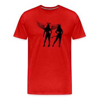 Team Engel Teufel - Männer Premium Bio T-Shirt - Rot - Vorne - Damien (186cm)