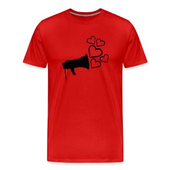 Les cœurs aiment la conception de mégaphones - T-shirt bio Premium Homme - rouge - Devant - Damien (186cm)
