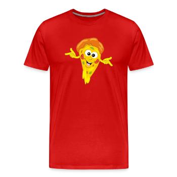 Lustiges Cartoon-Stück Pizza - Männer Premium Bio T-Shirt - Rot - Vorne - Damien (186cm)