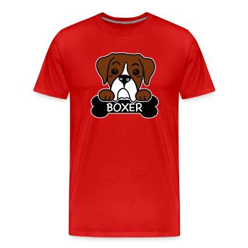 Boxer et os - T-shirt bio Premium Homme - rouge - Devant - Damien (186cm)