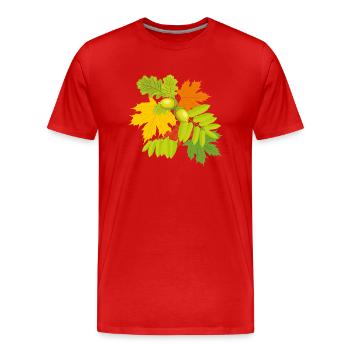 Bouquet d’automne de glands, feuilles d’érable et rowan - T-shirt bio Premium Homme - rouge - Devant - Damien (186cm)