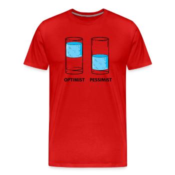 Optimist - Pessimist, Glas gefüllt - Männer Premium Bio T-Shirt - Rot - Vorne - Damien (186cm)