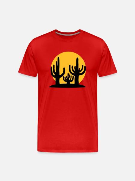 Silhouette Sun 3 Cacti - Men's Premium Organic T-Shirt - red