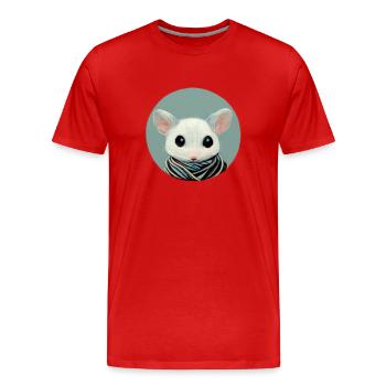 Petite souris blanche avec foulard en cercle - T-shirt bio Premium Homme - rouge - Devant - Damien (186cm)
