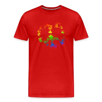 Frieden Zeichnung Freiheit Regenbogen Farben 4 - Männer Premium Bio T-Shirt - Rot - Vorne - Damien (186cm)