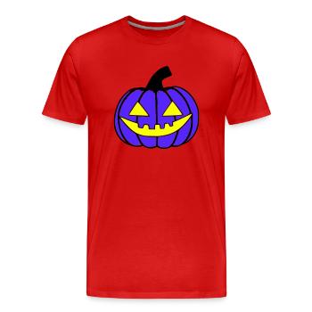 Halloween gespenstisch Kürbis Kürbislaterne Vektor - Männer Premium Bio T-Shirt - Rot - Vorne - Damien (186cm)
