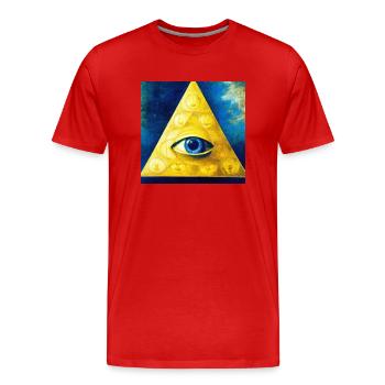 All Seeing Eye - Men's Premium Organic T-Shirt - red - Front - Damien (186cm)