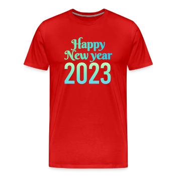 Bonne année 2023 - T-shirt bio Premium Homme - rouge - Devant - Damien (186cm)