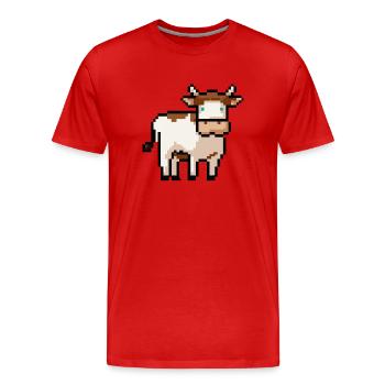 Idée cadeau Cow Pixel Pixel Cow - T-shirt bio Premium Homme - rouge - Devant - Damien (186cm)