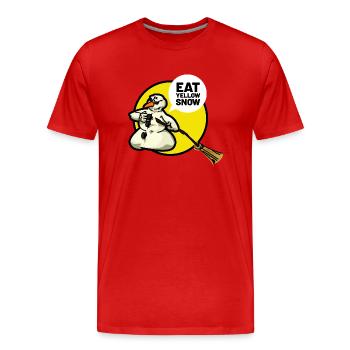 bad snowman eat yellow snow - Männer Premium Bio T-Shirt - Rot - Vorne - Damien (186cm)