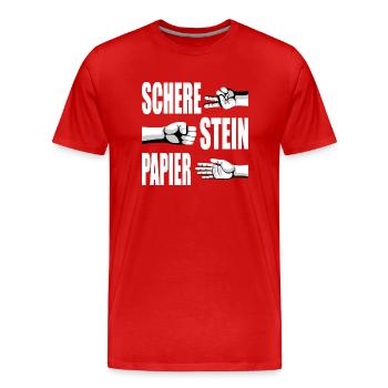 Schere Stein Papier Schnick Schnack Schnuck - Männer Premium Bio T-Shirt - Rot - Vorne - Damien (186cm)